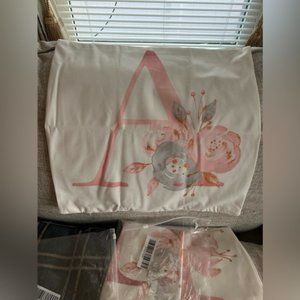 17X17 Throw Pillow Cover New White And Pink Zipper polyester Set Of 5